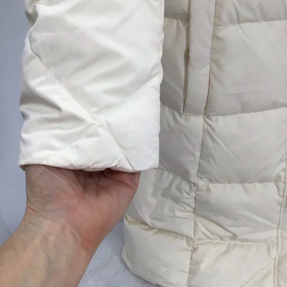 Talbots Women’s Hooded Down Puffer Coat Warm Winter NWT Creme’ Size XS - Picture 8 of 14